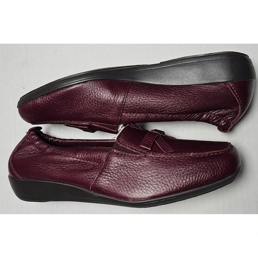 Vitaform Plum Red Leather Loafer Flats Bow Comfort Shoes Womens‎ EU 42/US 12